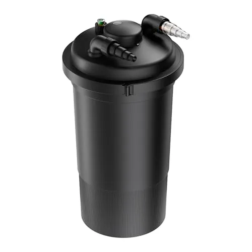 SunSun CPF-500 Druckteichfilter 10.000 l/h - Gartenteichfilter mit integriertem UVC-Teichklärer für kristallklares Wasser bis 30.000 Liter. Hohe Durchlaufmenge und einfache Wartung für gesunde Teichverhältnisse.