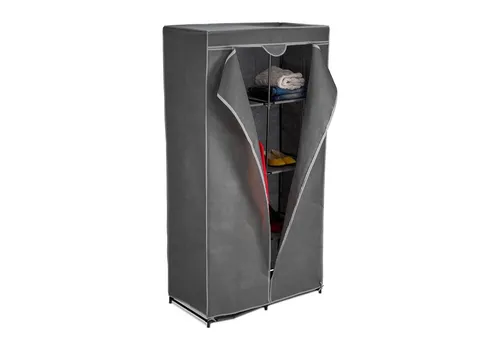 Stoffschrank Faltkleiderschrank mit 6 Fächern - Kleiderschrank aus robustem Vlies und Eisen, ideal für platzsparende Aufbewahrung. Höhe: 170 cm, Breite: 90 cm, Farbe: Anthrazit oder Grau.