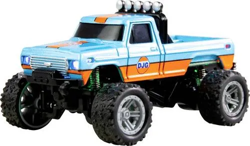 Amewi Orange Brushed 1:64 RC Modellauto Elektro Monstertruck Heckantrieb (2WD) RtR 2,4GHz mit Lichteffekt, inkl. Akku und