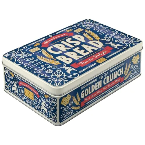 Nostalgic-Art Retro Vorratsdose Flach, 2,5 l, Crisp Bread – Geschenk-Idee für die Küche, Blech-Dose mit Deckel, Vintage Design