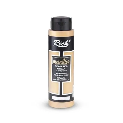 Rich Master Acryl Farbe 500ml - Cremige Acrylfarbe auf Wasserbasis, schnell trocknend, lichtecht, wasserfest, zum Auftragen mit Pinsel auf Leinwand, Papier und Holz (Metallic Gold)