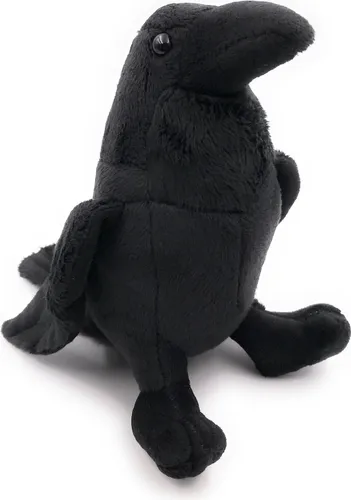 Onwomania Plüschtier Kuscheltier Stoff Tier Rabe Krähe schwarz stehend 16 cm