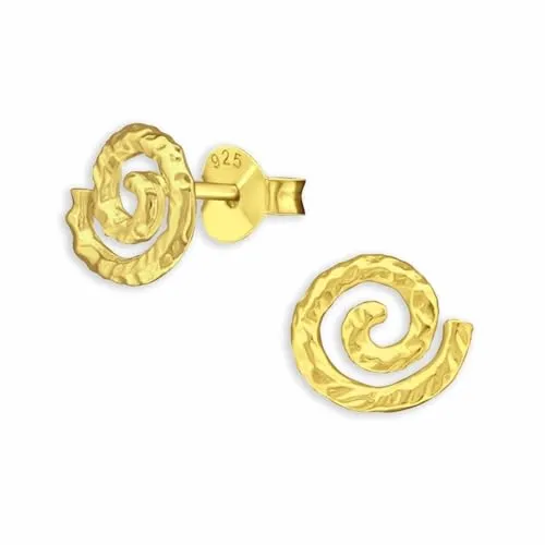 Monkimau Spiralförmige Ohrstecker aus 925 Sterling Silber - Ohrringe für Mädchen aus hochwertigem 925 Sterling Silber mit Goldplattierung. Das einzigartige spiralförmige Design symbolisiert Ewigkeit und persönliches Wachstum – ideal für jeden Anlass!