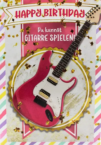 Soundkarte Geburtstag Mädchen Gitarre Musik A5 – Bentino Karte mit Sound rosa