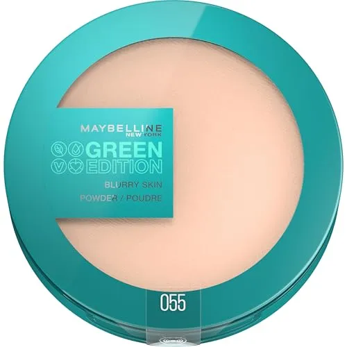 Maybelline New York Mattierendes Puder, Feuchtigkeitsspendend mit porenverfeinerndem Effekt, Vegane Formel mit natürlichen Inhaltsstoffen, Green Edition Blurry Skin Puder Nr. 55, 1 Stück
