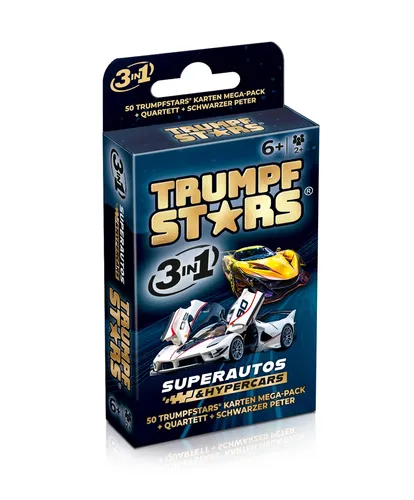 Kartenspiel Trumpfstars Superautos & Hypercars Spiel Quartettspiel 3in1 6 Jahre
