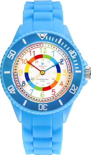 Alienwork Kids Lernuhr – Bunte Kinderuhr für Jungen & Mädchen - Armbanduhren für Jungen: Robuste, wasserdichte Lernuhr mit kreativem Ziffernblatt, das Kinder spielerisch die Uhrzeit lernen lässt. Ideal für aktive Kids!