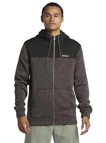 Quiksilver Men's Keller Block Zip Sweatshirt, Canteen Heather, XS - Pullover für Herren, aus weichem Polyester-Fleece, mit regulärer Passform und praktischer Kapuze für zusätzlichen Komfort.