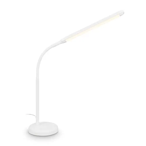 BRILONER - LED Schreibtischlampe mit Touch, dimmbar, schwenkbar, warmweiß, Tischlampe, Lampe, Nachttischlampe, Tischleuchte, Deko, Bürolampe, Leselampe Bett, Leselicht, 13x72,5 cm, Weiß