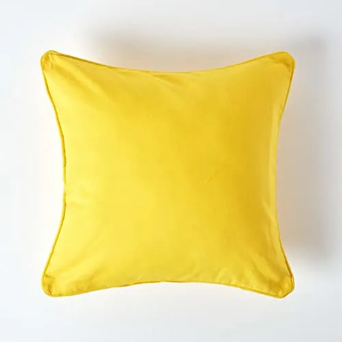 Homescapes gelbe Kissenhülle 30 x 30 cm, Deko-Kissenbezug mit Reißverschluss aus 100% Baumwolle, unifarbener Zierkissenbezug für Dekokissen und Sofakissen