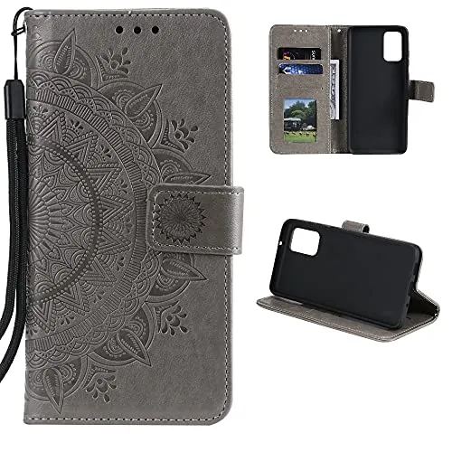 CoverKingz Handytasche kompatibel mit Xiaomi Mi 11i/Poco F3 - Handy Case mit Kartenfach Handyhülle - Flipcase klappbar Motiv Mandala Grau