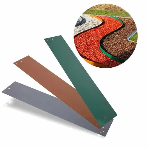 Boni-Shop Rasenkante Rasenkanten Metall 18.5 cm x 120 cm, Beeteinfassung, Beetumrandung, Beetbegrenzungen, Color-GS: grau