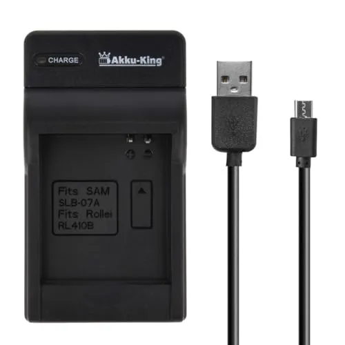 USB-Akku-Ladegerät kompatibel mit Samsung SLB-07A von Akku-King