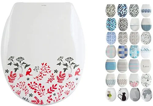 MSV Design WC Sitz abnehmbar, Absenkautomatik, Fast Fix/Schnellbefestigung, Befestigung mit Knopfdruck, Toilettensitz WC Deckel Klobrille 