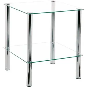 Haku-Möbel Beistelltisch 90238, silber - Eleganter Couchtisch mit stabiler Chrombasis und Tischplatte aus Sicherheitsglas, ideal für moderne Wohnräume. Maße: 39 x 47 x 39 cm.