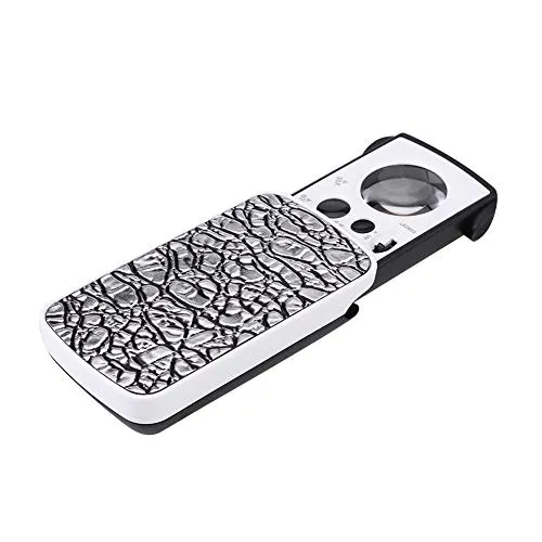 Lupe, 30-fach/60-fach/90-fach, tragbare Schmucklupe, Juwelier mit LED-Lichtlupe für Schmuck, Steine, Briefmarken, Münzen, Uhren usw. (Silber)