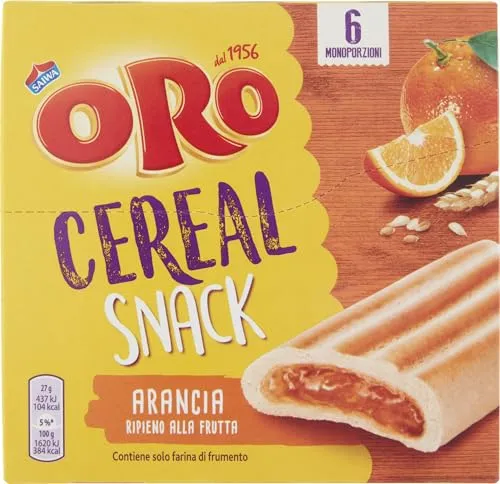 Oro Saiwa Cereal Snack Arancia Müslikeks mit Orangenfüllung Kekse Biscuits 162g