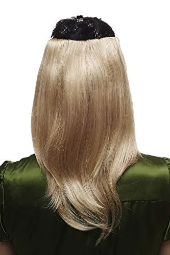 WIG ME UP - Clip-in Haarteil 5 Klammern, 3/4 Perücke Halbperücke 35 cm, mittellang schulterlang glatt Haarverlängerung, Wig blond aschblond N535-A-22