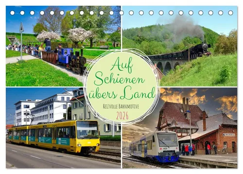 CALVENDO Wandkalender Auf Schienen übers Land (Tischkalender 2026 DIN A5 quer), CALVENDO Mon