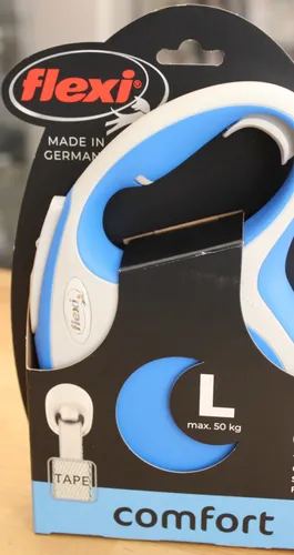 Flexi Hundeleine New Comfort blau, Gurt - Rollleine für Hunde mit ergonomischem Griff und einstellbarer Leinenlänge, ideal für Spaziergänge und mehr Freiheit für Ihren Hund.