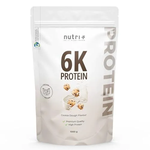 Nutri + Eiweißkomplex Cookie Dough 1000 g - Hochwertiges Proteinpulver für Muskelaufbau - Mehrkomponenten Proteine, ideal für Muskelwachstum mit hohem Proteinanteil und hochwertigen pflanzlichen Proteinen, ohne Aspartam und für Veganer geeignet.