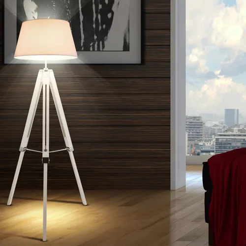 Globo 58292 Stehleuchte - Höhenverstellbar aus Holz - Moderne Stehleuchte für stilvolle Innenräume! Hochwertige Holzlampe mit textilüberzogenem Schirm, ideal für Wohnzimmer. Bringen Sie elegantes Licht in Ihr Zuhause!