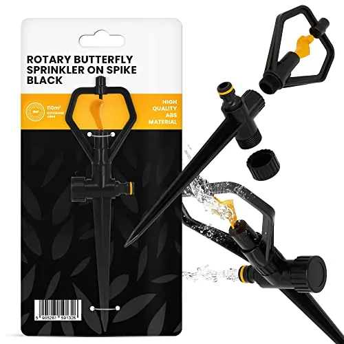 Garten Regner Auto-Gartensprinkler Flächenregner Impulsregner Schmetterlingsregner zur Bewässerung Rotierender auf Spike Einfache Schnellverbindung Sprinkler 360° Rasensprenger Sprühregner