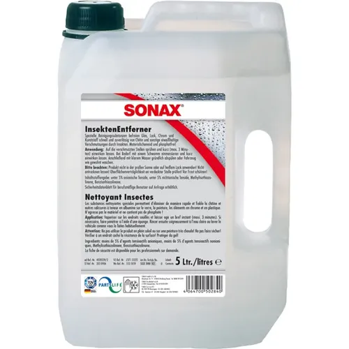 Sonax Insektenentferner 5L - Effektiver Spezialreiniger - Teer- & Insektenentferner für Glas, Lack, Chrom und Kunststoff, entfernt mühelos Insektenreste und sorgt für eine streifenfreie Reinigung.