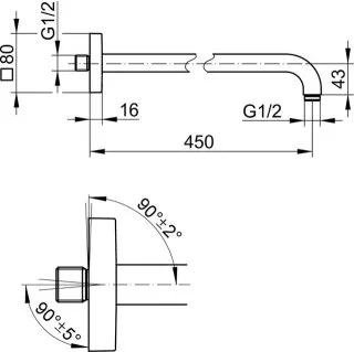 Brausearm Wandanschluss 450 mm Rotgold gebürstet von KEUCO