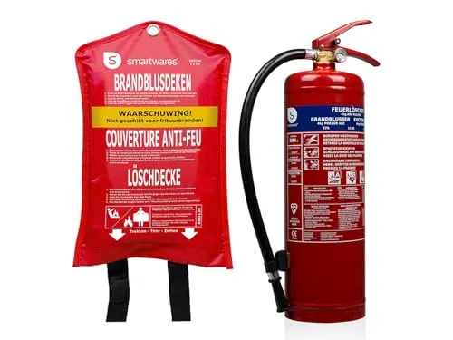 Set: Pulverfeuerlöscher Auto 4kg + Löschdecke 100 x 100cm - Feuerlöscher Set für Autos, inklusive 4kg Pulverfeuerlöscher für Brandklasse ABC und Löschdecke, ideal für maximale Sicherheit unterwegs.