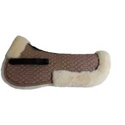 Engel Reitsport Sattelpad Sattelkissen Sattelpad SAKIS2 Lammfell & Baumwollsteppstoff Fellkranz braun M (16 - 17,5 Inch) 56cm