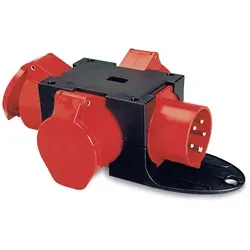 PCE CEE Stromverteiler 9430411 400V 16A - Mobiler Kunststoffverteiler ST.ANTON, ideal für Baustellen oder Events, mit 1x CEE-Eingang und 3x CEE-Ausgängen, betriebsfertig und ungesichert.