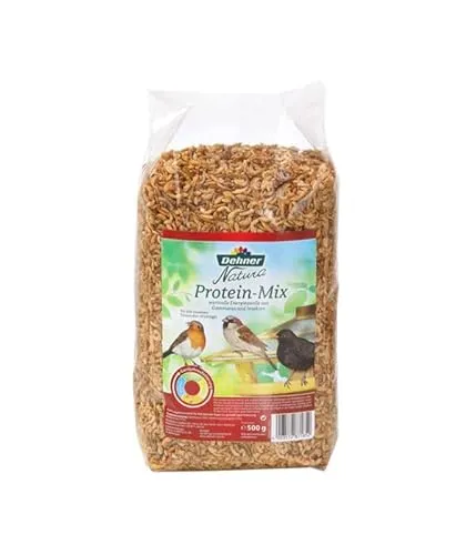 Dehner Natura Premium Wildvogelfutter, Protein-Mix aus Gammarus / Insekten, Ganzjahresfutter energiereich, hochwertiges Vogelfutter für Wildvögel, 500 g