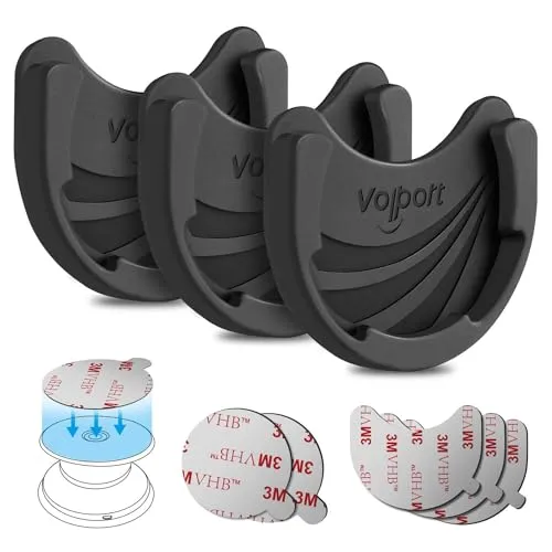 volport Pops Handy Autohalterung Socket, 3 Stück Silicone Grip Auto Halterung KFZ Handyhalter für Smartphones, Tablets, Armaturenbrett, Schreibtisch, Küche und Zuhause, 3M VHB-Klebstoff Ersatz