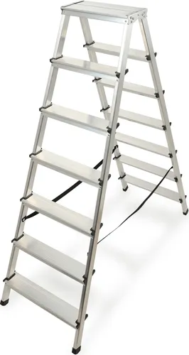 KADAX Klapptrittleiter 7-stufig - Leiter für Innen und Außen mit rutschfesten Füßen, Tragfähigkeit bis 150 kg, ideal für sichere Arbeiten in Haushalt und Werkstatt.