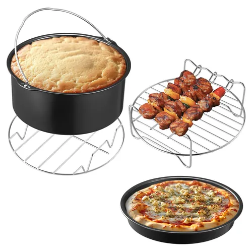 Navaris Airfryer Zubehör - 4-teiliges Set - Zubehör für Friteusen, ideal für Kuchen, Pizza und Desserts. Spülmaschinenfest und mit Antihaftbeschichtung für müheloses Kochen und einfache Reinigung.