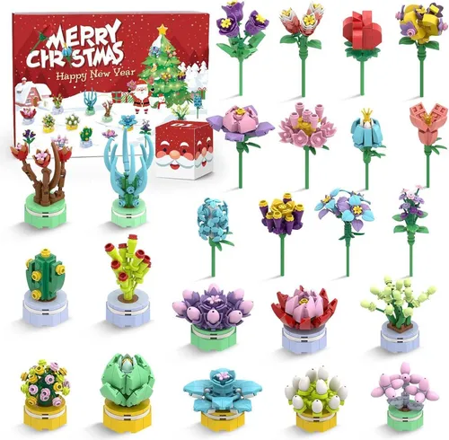 Adventskalender 2024 für Mädchen mit Sukkulenten - Adventskalender 2024 – 24 kreative Bausteine mit Sukkulenten für stundenlangen Spielspaß und festliche Vorfreude auf Weihnachten, ideal für Mädchen von 3 bis 12 Jahren.