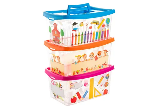 Centi Aufbewahrungsbox Stapelbare Aufbewahrungsbox mit Deckel Kinder (3er-Set)