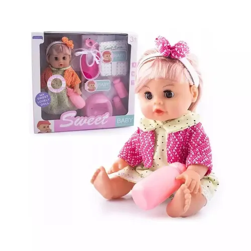 Lalka bobas z włosami, mówiąca, sikająca akcesoria Lena 6902024010277