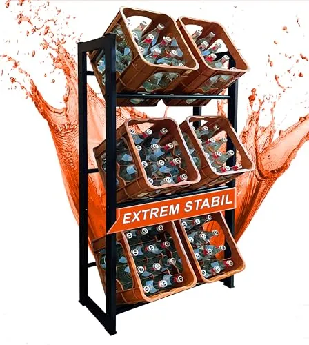 QUICK STAR Getränkekistenregal 71x30x140cm für 6 Kästen - Standregal für 6 Getränkekisten, massiv und stabil mit 200kg Belastbarkeit pro Fach. Ideal für komfortable Lagerung und schnellen Zugriff auf Flaschen.