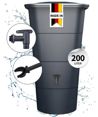 GARANTIA Ibiza Regentonne eckig 200 Liter Graphite Grey