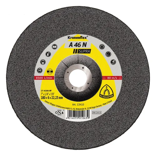 Klingspor Schruppscheibe A46N Supra 180 x 8 mm gekröpft - 13415