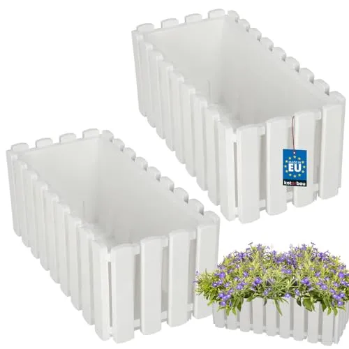 Rustikaler Balkon-Blumentopf Kasten für Geländer 40cm – 2er Set