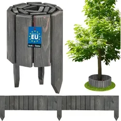KOTARBAU® Rollborder 15 x 110 cm Holzzaun Anthrazit Beeteinfassung aus Kiefernholz Flexibler Gartenzaun Rasenkanten Gartenpalisade Zuschneidbar De... - Grau