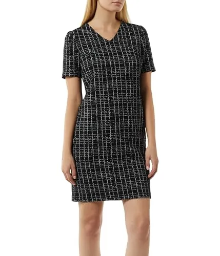 Comma Elastisches Bouclé-Kleid mit Karomuster