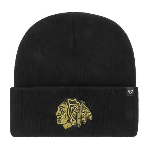 HAYMAKER Chicago Blackhawks Beanie Wintermütze - Stylische Unisex Wintermütze in Schwarz, ideal für sportliche Anlässe. Hergestellt aus 100% Polyacryl für angenehmen Tragekomfort und Wärme.