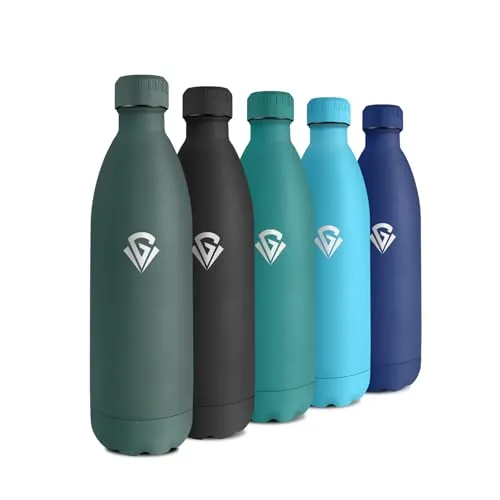 Isolierflasche 1L, Trinkflasche Thermo BPA-frei, Wasserflasche Auslaufsicher, Thermosflasche Auslaufsicher, Vakuum Doppelwandig, Wasserflasche für Schule, Outdoor, Fahrrad, Reisen, Büro, Sport