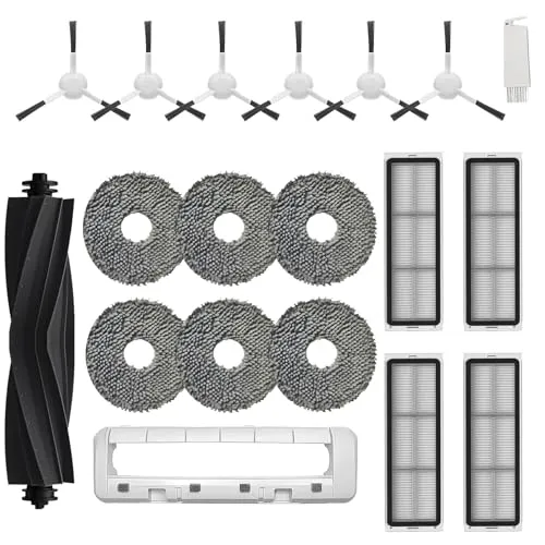 HIYOUNG Zubehör für Dreame L10s Ultra,L10 Prime, L10s Pro Gen 2, L10s Pro Gen 3,L10s Plus, Xiaomi X10+/X20+, 6 Wischpads 1 Hauptbürste 4 Filter 6 Seitenbürsten 1 Hauptbürstenabdeckung