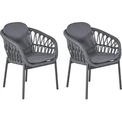 LC Garden »Bari« 2er Set Gartenstühle I Anthrazit Aluminium/Rope Armlehnstühle mit Sitz-und Rückenkissen