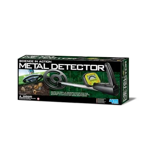 4M 00-03933 Metalldetektor, hohe Präzision, großes LCD-Display mit Hintergrundbeleuchtung, hohe Empfindlichkeit, ausziehbarer Stab von 45 bis 80 cm, einstellbarer Erfassungswinkel, Kidult geeignet für